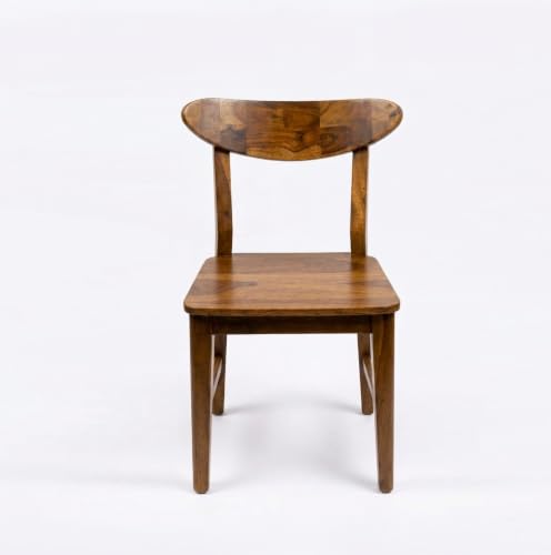 Image of Solid Sheesham Wood Dining Chair | Wooden Back Cut Dining Chair Set of 2 | Chairs for Dining Room | Study Room | Office | Finish Color - Honey Teak Finish |