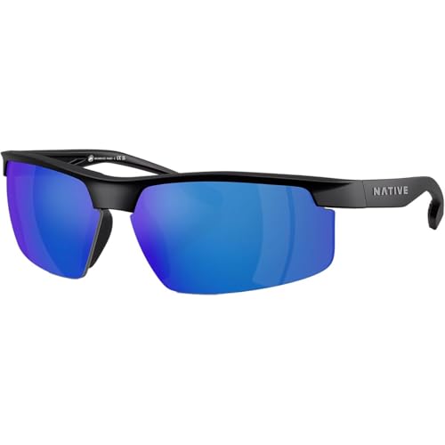 Native XD9048 Ridge-Runner Crest Sunglasses Matte Black/Blue Mirrored Polarized 69 mm