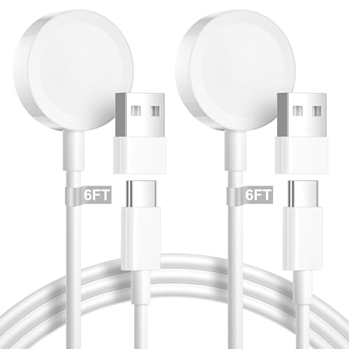Compatibile con Caricatore Apple Watch 2M 2-Pezzi, Magnetico Cavo Ricarica Apple Watch Cavo Caricatore iWatch Caricabatterie per iWatch Series 10/9/8/7/6/5/4/3/2/SE/Ultra