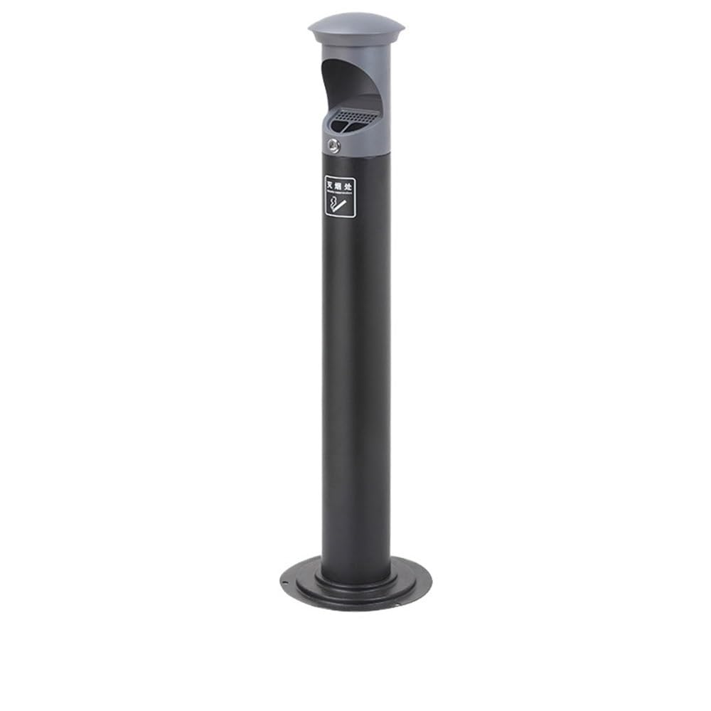 Stand ashtray Stainless Steel Ash Pillar Hotel Cigarette Butt Collection Vertical Extinguishing Smoking Trash Can Outdoor Pillar(Black)