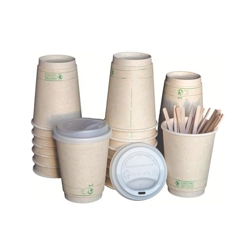 Living Balance Compostable Coffee Cups 12 oz (100 Pack)