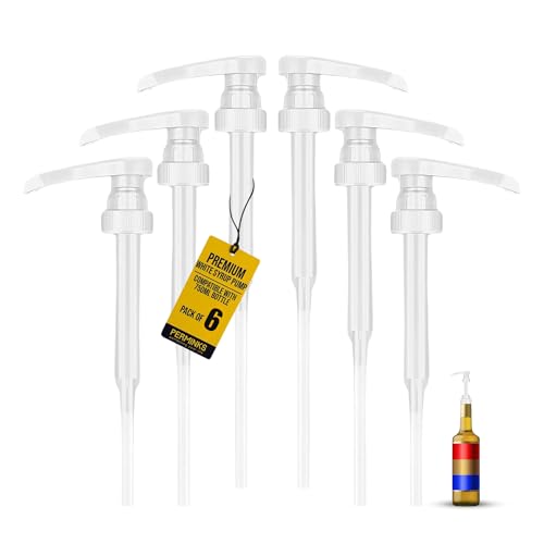 Image of Syrup Pump, Compatible with 750ml Torani, Davinci & Skinny, 6-Pack, White