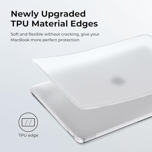 Image of BlueSwan Anti-Cracking Case for MacBook Air 13 inch, M1 Chip 2020-2018 A2337 A2179 A1932, Drop Protection Soft TPU Bumper PC Base for Air 13.3 inch, Frosted White