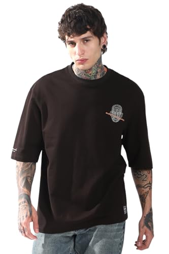 Image of Hubberholme Men Cotton Terry Printed Oversized Round Casual Neck Half Sleeves Tshirts