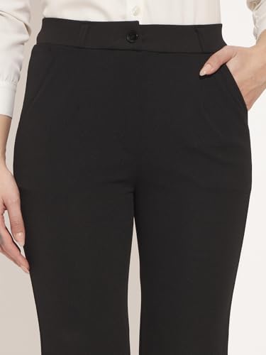 Image of Vogaan Women High Rise High Waist Trousers Flared Korean Style Formal Pants| Elegant Workwear for Office, College & Events