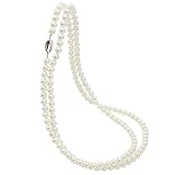[咲屋] パールネックレス 8mm 120cm ホワイト ケース付き 貝パール 真珠 冠婚葬祭 卒業式 入学式 花珠級 天然貝核