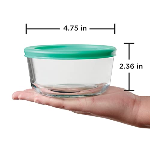 Anchor Hocking 8 Piece Glass Food Storage Containers 2-Cup Round With Mint Snugfit Lids (Bpa Free, Oven, Microwave, Fridge, And Freezer Safe) #TOP3