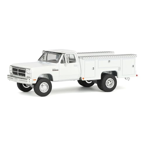 1/64 1993 Dodge Ram 350 Pickup Truck with Service Bed White Ricks Auto Sales Series 2 by Greenlight Collectibles 51666-A