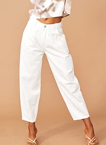Evaless Cargo Jeans For Women Casual Baggy High Rise Straight Leg Boyfriend Pants Y2K Trousers Streetwear Pant With Pockets White 14 #TOP5