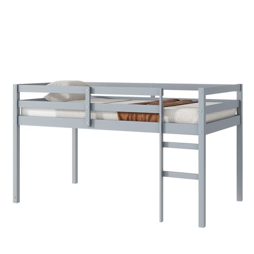 ANDORON Low Loft Bed Twin Size, Kids Solid Wood Modern