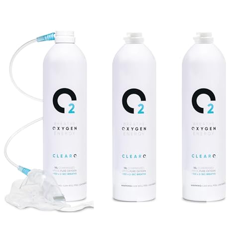 ClearO2 Bidon d'oxygène de 15 L avec masque et tube | Oxygène respiratoire pur dans une boîte en...