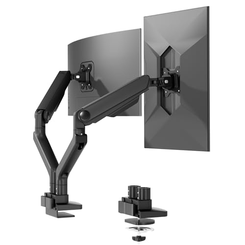 Image of FlexiSpot Monitor Stand, Heavy Duty Dual Monitor Arm for Ultrawide Screen up to 39 inch and 44 Lbs, Adjustable Gas Spring Arm with C Clamp & Grommet Base for Gaming Office, 75 /100 VESA Mount, Black