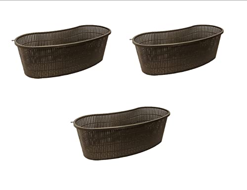 PondH2o Contour Kidney Shaped Plastic Slotted Mesh Aquatic Pond Plant Basket, 17 Inch (44cm), Value Three (3) Pack, Perfect for Lily's, Planting Pot, Baskets for Water Gardens, Aquaponics, Hydroponics