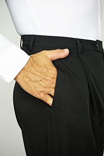 Ready4Dance Herren Tanz Hose für Standardtanz und Gesellschaftstanz, mit abgesteppter Buegelfalte vorne, Seitentaschen und Guertelschlaufen,05 Schwarz,L