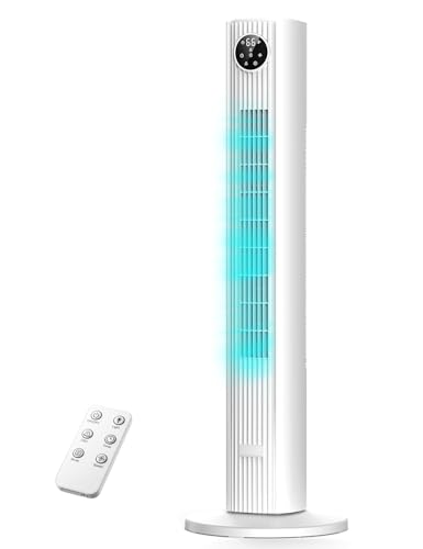 Image of ZAFRO Tower Fan for Bedroom, 90 Oscillating Fan with 3 Speeds, 4 Modes, 25ft /s Velocity, 12H Timer, Standing Fan for Bedroom, Living Room, Office, White, 36 Inches