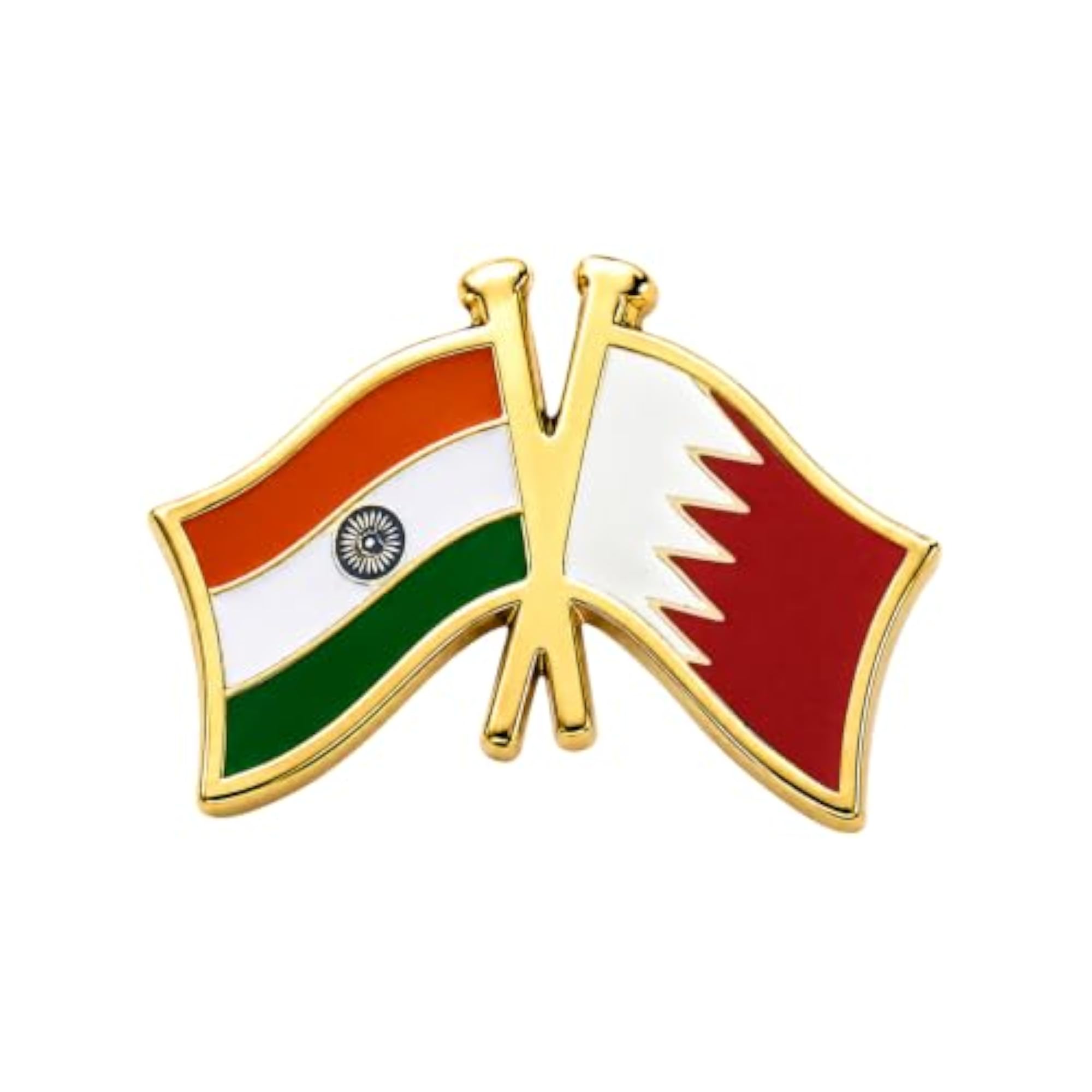 India Bahrain Friendship Gold-Plated Enamel Lapel Pin