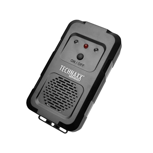 Technaxx Repellente ad ultrasuoni per martore e roditori TX-368 con flash LED, frequenza 12–24 kHz, portata 20m², alimentazione a batteria o 12V per auto, dispositivo anti-parassiti per auto, soffitta