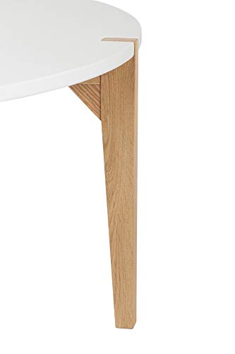 Universal Expert Abacus Round Coffee Table, Mid Century Modern Small Space Living Room Accent With Solid Wood Legs, Easy Assembly, Oak And White #TOP5