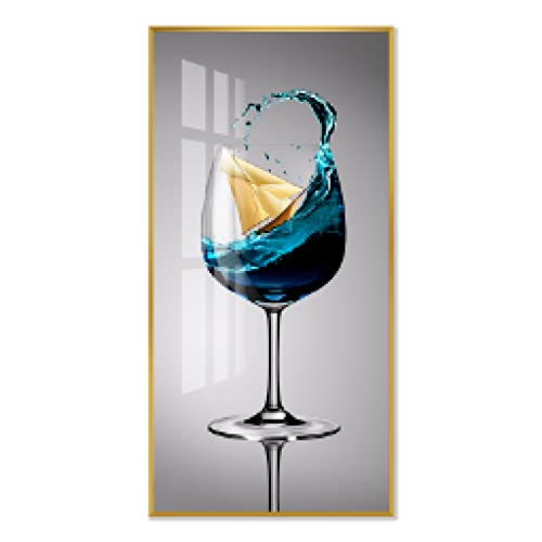 Toile art imprimé vin verre de 40x80cm pour la décoration moderne d'un restaurant de style épuré