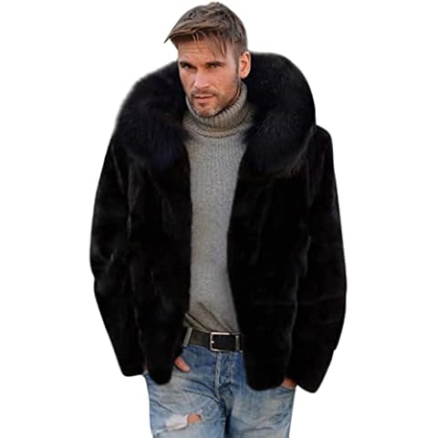Men's Fluffy Faux Fur Winter Coat Cover