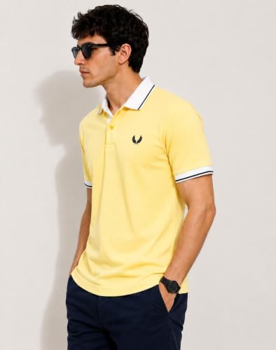 Image of Mens Pique Polo T-Shirt | Cotton Rich, Smart Fit Polo with Embroidered Logo | Casual & Sports Wear | Polo T-Shirt for Men