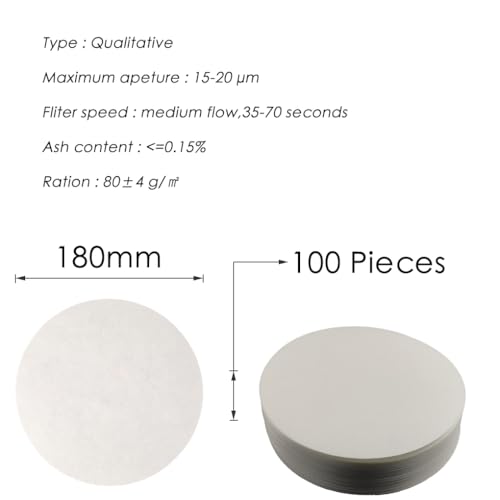 Image of Filter Paper Chemistry,18cm,pack of 100,Used in Laboratories for Filtering Solutions and Qualitative Analysis (100)