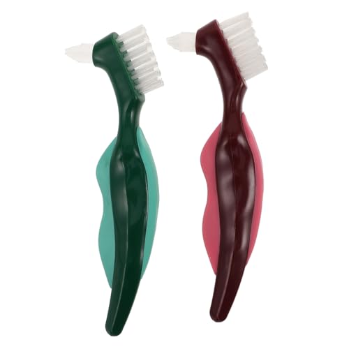 WOFASHPURET 2pcs False Teeth Brush Ultra-Clean Denture Brush for Seniors Oral Care Cleaning Tool
