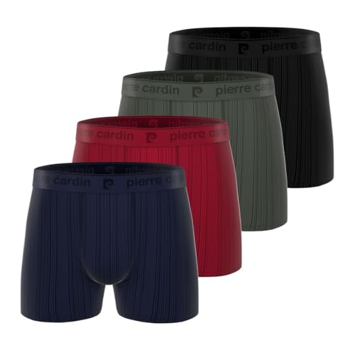 pierre cardin underwear Boxer Hombre Ultra-Suave, Calzoncillos Hombre Stretch & Cómodo (Juego de 4), Azul/Rojo/Verde/Negro, L