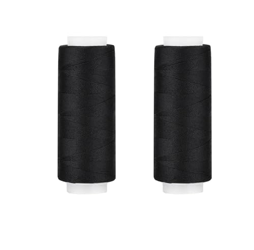Fogcosy 2 Pcs Black Polyester Sewing Thread - 110 Yards Each Universal for Machine and Hand Sewing Ideal for All Materials and Fabrics
