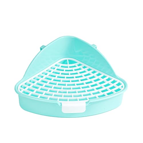 Lettiera riutilizzabile per animali domestici, vasino triangolare ad alta capacità con binario di protezione alto, lettiera angolare per conigli, piccoli conigli e gatti, mantiene il tuo spazio fresco