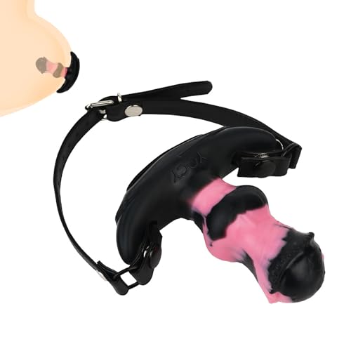 Kutocesy Realistic Dildo Gag Silicone Mundknebel with Penis Adjustable Strap Bondage SM Fetish Masturbator Sex Toy for Couples (M)