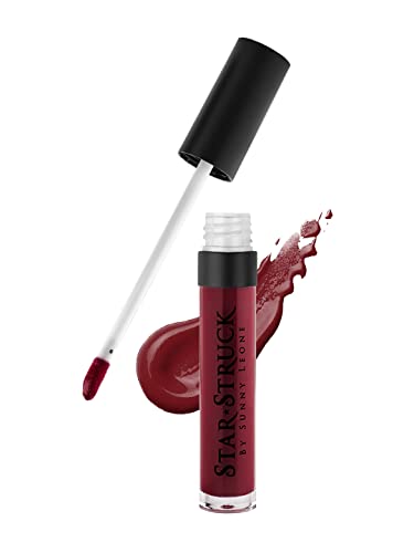 Image of STARSTRUCK BY SUNNY LEONE Glossy Liquid Lip Color, Dark Maroon | Highly Pigmented, Hi-Shine & Non-Sticky Formula | Lip Gloss For Girls, Women | Starry Night