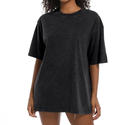 Tuislay Oversized Tshirt Shirts for Women Vintage Acid Wash T Shirt Cotton Casual Baggy Boyfriend Teens Basic Grunge Tees Top3
