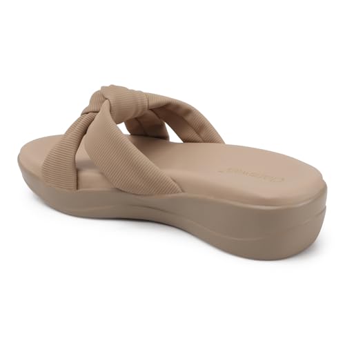 Image of Women's Wedge Slip-On Sandals with Knot Strap | Comfortable Casual Platform Slippers for Girls & Women