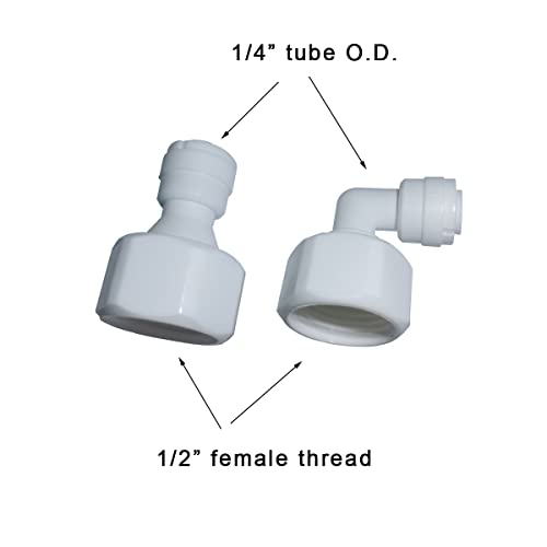 Malida Quick Connector Female Thread Adapter Elbow And Straight Combination, 1/2 Inch Thread X 1/4 Inch Tube Od Push To Connect Fittings thumb #1