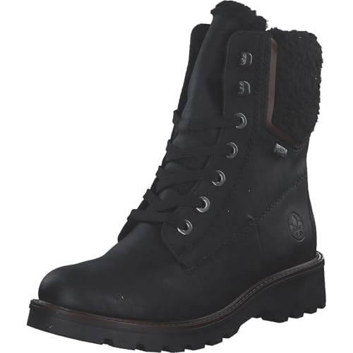 Rieker Botas de mujer 73230 con cordones, color negro, talla 39 EU, Negro, 39 EU