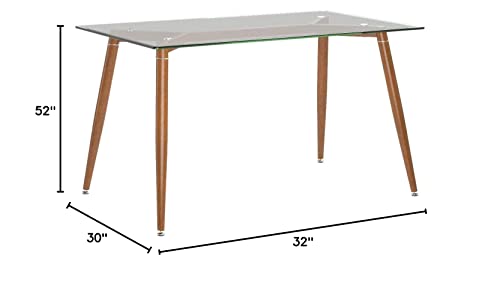 Ids Online Mid Century Dining Table, Office Desk, Glass : 8Mm, Wooden Skin #TOP1