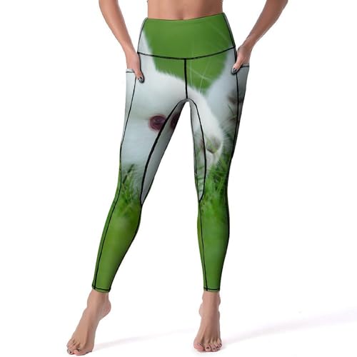 Legging femmes anti glisse Lapin Blanc pour fitness et gym S