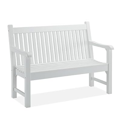 Psilvam 2-Person Poly Lumber Outdoor Bench with 700 Lbs Weight Capacity – Weatherproof Garden Seating for, Balcony Porch & Park, All-Weather Fade-Resistant Patio Furniture (White)