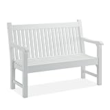 Psilvam 2-Person Poly Lumber Outdoor Bench with 700 Lbs Weight Capacity – Weatherproof Garden Seating for, Balcony Porch & Park, All-Weather Fade-Resistant Patio Furniture (White)