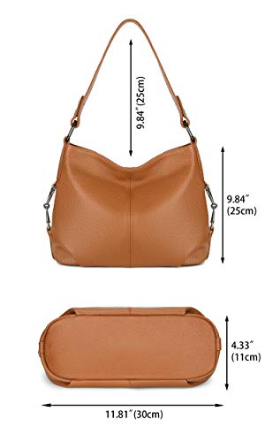 Image of YALUXE Women's Real Leather Shoulder Bags Hobo Handbag Purse Crossbody Bag