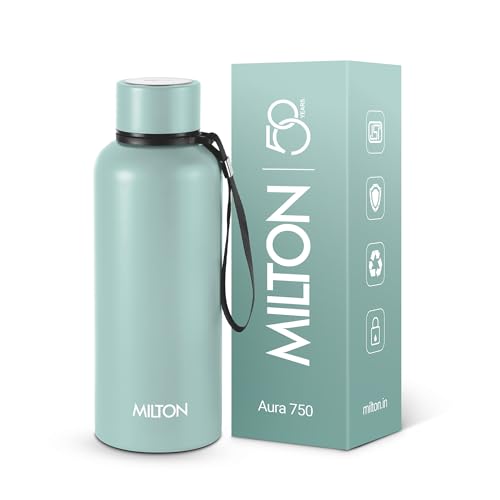 Image of Milton Aura 750 Thermosteel Water Bottle 725 ml, 24 Hr Hot and Cold I Leak Proof Lid, ISI Certified I Vacuum Insulated I for Office, Gym, School I Grey