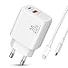 LUOSIKE iPhone Ladegerät mit 2m Ladekabel, 20W USB C Netzteil/Schnellladegerät, PD/QC3.0 2-Port-Stecker/Power Adapter mit Lightning Kabel Kompatibel mit iPhone 13/12/11/Pro/Max/mini/SE/XR/XS/X/8/Plus