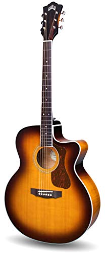 Guild Guitars F-250CE Deluxe Maple ATB Acoustic Guitar, Antique Burst Jumbo Archback Deluxe Solid Top, Westerly Collection