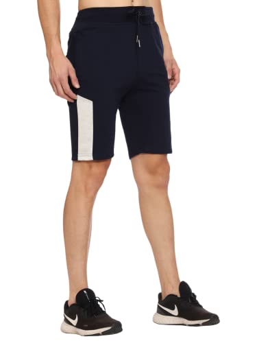 Image of MARK LOUIIS Men's Cotton Blend Shorts with 2 Zipper Pockets + 1 Back Pocket | Lightweight Breathable Casual Shorts | Elastic Waist Comfortable Fit | Multi-Color | M to 7XL