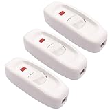 weideer 3PCS Inline Cord Switch Appliance Button On/Off 10A 250V Inline Power Switch with LED Light for Table Lamp Desk Light Bed Lamp GW320-W