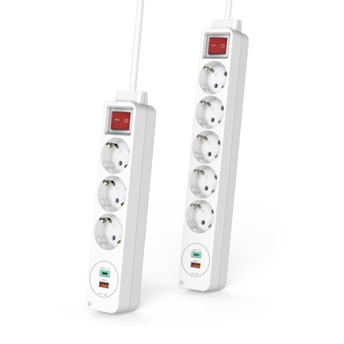 Hama Steckdosenleiste, 5-Fach, USB-C/A 18W, PD/QC™, Schalter, Flachst., 1,4 m, W