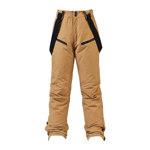Isolierte Skihose für Damen, wasserdichte und winddichte Schneehose, verstellbarer Riemen, Skibekleidung, Thermo-Snowboardhose, atmungsaktive Wintersporthose, gepolsterte Outdoor-Skihose, khaki, XXXL