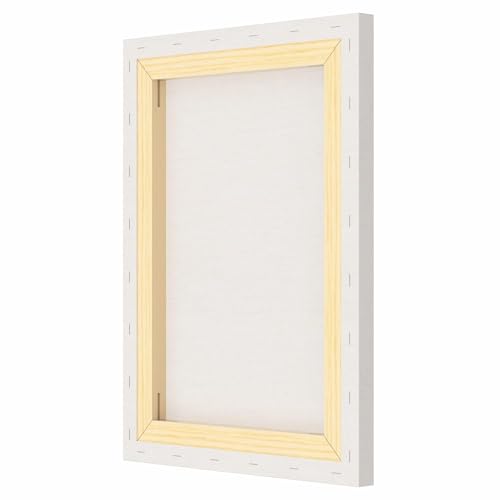 Image of Artist Standard Series 10 Oz (440 GSM) 100% Cotton Pre-Stretched Canvas with Wooden Frame 18x40 mm | Primed Canvas Stretched for Oil & Acrylic Painting 12 inch x 16 inch (30x40 cm), Pack of 4