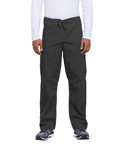 Cherokee Men's Originals Unisex Drawstring Cargo Scrub Pant, Pewter, Large/Short